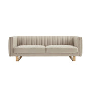 Delilah 86" Beige Velvet Square Arm Sofa with Gold Legs - Furniture City (CA)l