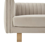 Delilah 86" Beige Velvet Square Arm Sofa with Gold Legs - Furniture City (CA)l