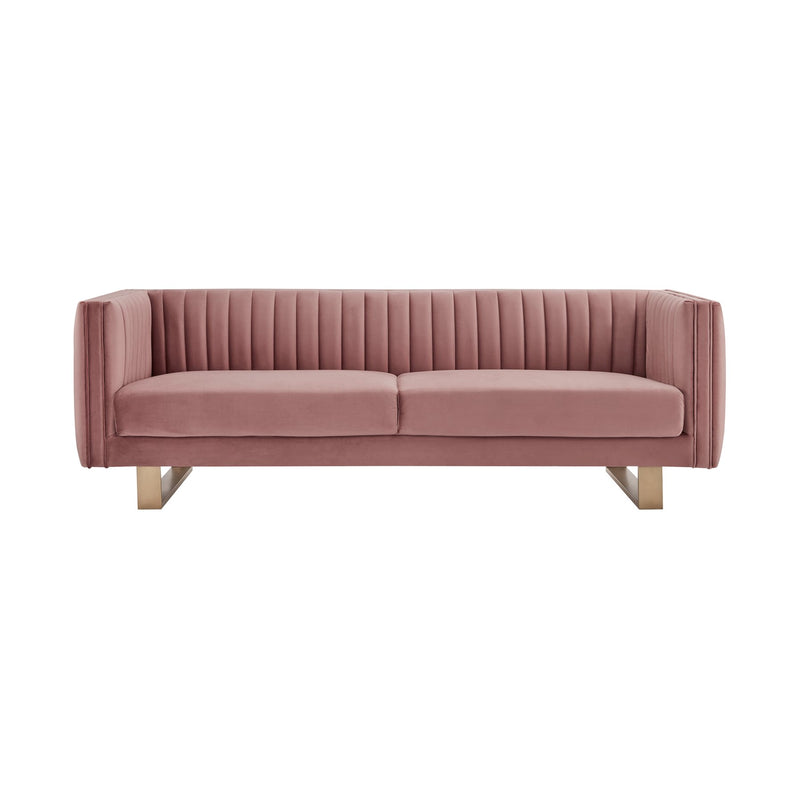 Delilah 86" Blush Velvet Square Arm Sofa - Furniture City (CA)l