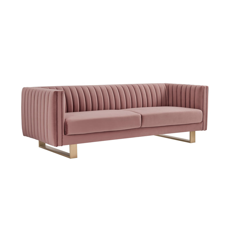 Delilah 86" Blush Velvet Square Arm Sofa - Furniture City (CA)l
