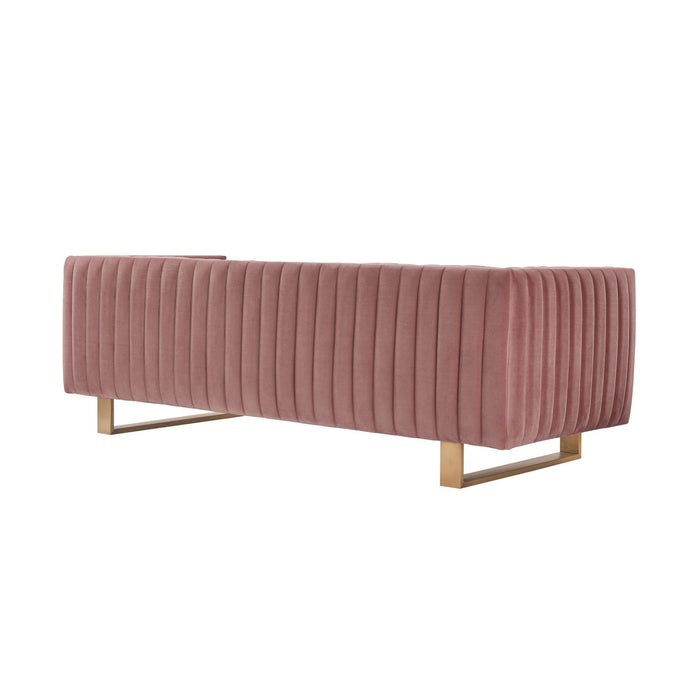 Delilah 86" Blush Velvet Square Arm Sofa