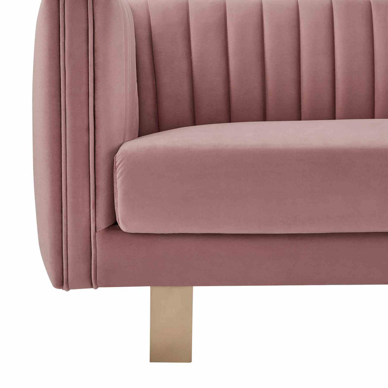 Delilah 86" Blush Velvet Square Arm Sofa - Furniture City (CA)l