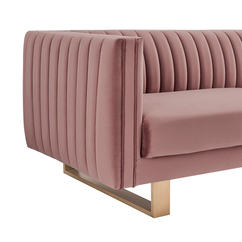 Delilah 86" Blush Velvet Square Arm Sofa - Furniture City (CA)l