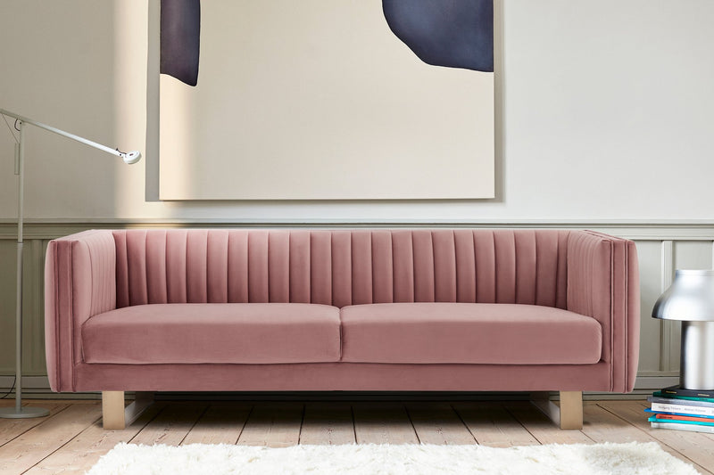 Delilah 86" Blush Velvet Square Arm Sofa - Furniture City (CA)l