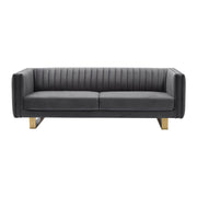 Delilah Dark Gray Velvet Sofa with Matte Gold Legs - Furniture City (CA)l