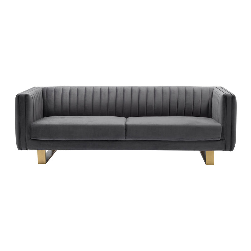 Delilah Dark Gray Velvet Sofa with Matte Gold Legs - Furniture City (CA)l