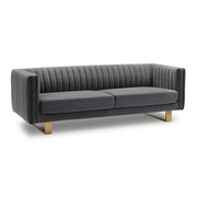 Delilah Dark Gray Velvet Sofa with Matte Gold Legs - Furniture City (CA)l