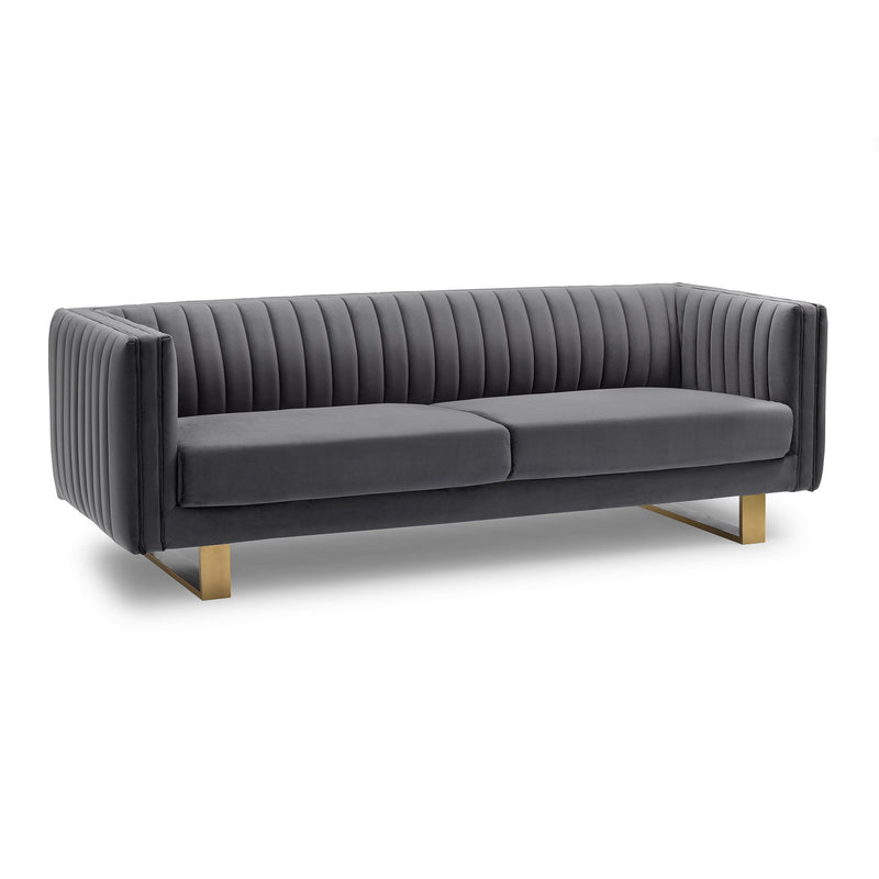 Delilah Dark Gray Velvet Sofa with Matte Gold Legs - Furniture City (CA)l