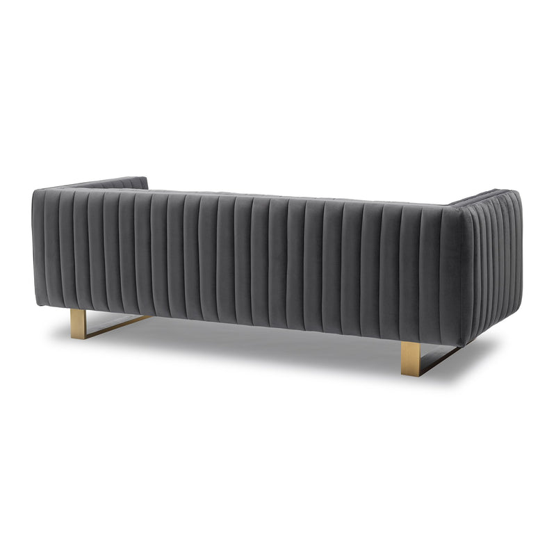 Delilah Dark Gray Velvet Sofa with Matte Gold Legs - Furniture City (CA)l