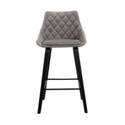 Dani 26" Gray Velvet Barstool in Black Brushed Wood Finish - Furniture City (CA)l