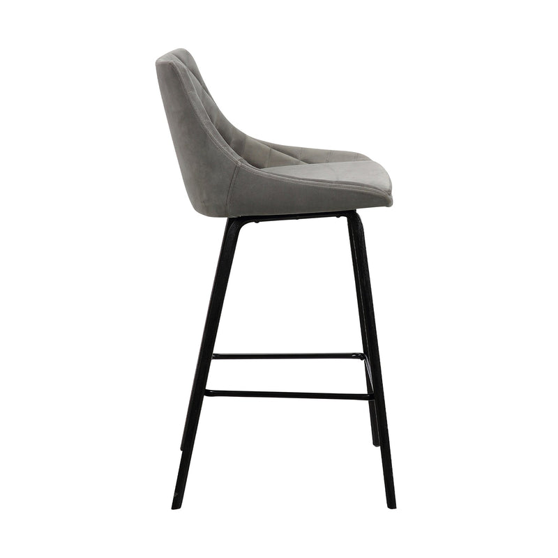 Dani 26" Gray Velvet Barstool in Black Brushed Wood Finish - Furniture City (CA)l