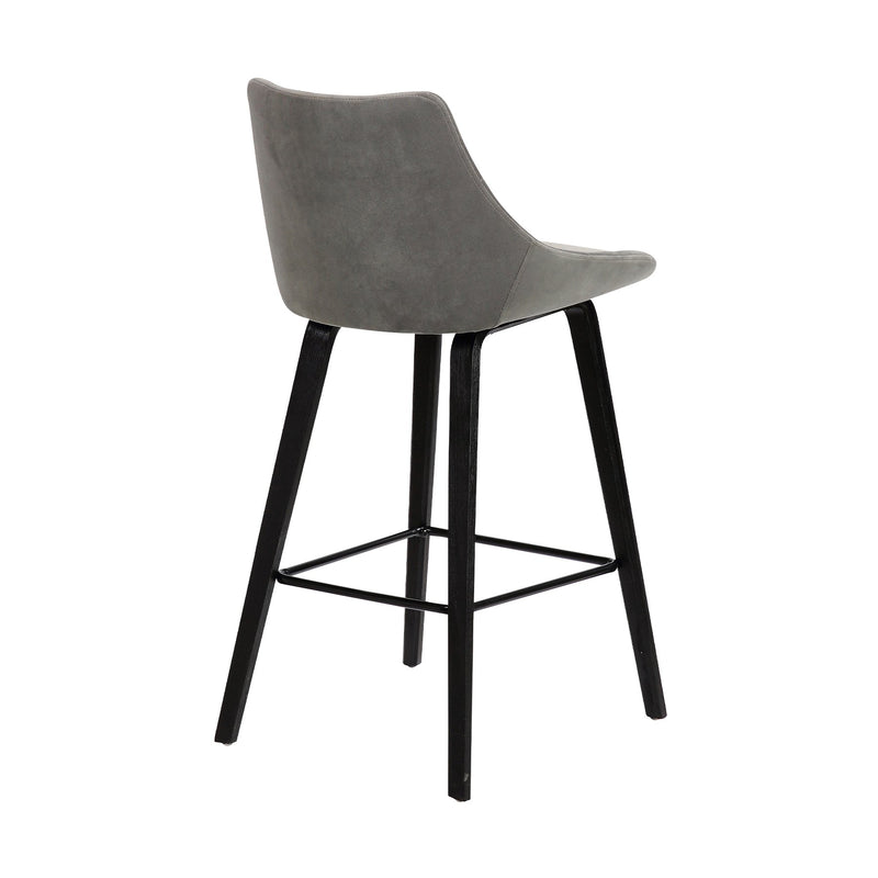 Dani 26" Gray Velvet Barstool in Black Brushed Wood Finish - Furniture City (CA)l