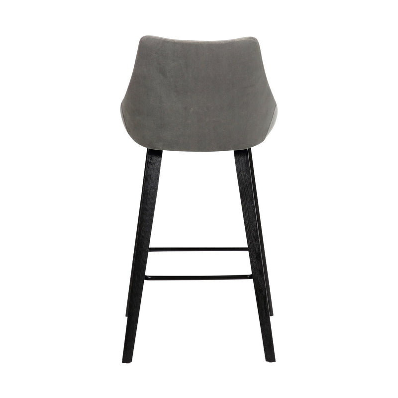 Dani 26" Gray Velvet Barstool in Black Brushed Wood Finish - Furniture City (CA)l
