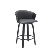 Diana 26" Swivel Black Wood Counter Stool in Gray Faux Leather - Furniture City (CA)l