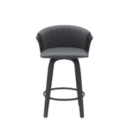Diana 26" Swivel Black Wood Counter Stool in Gray Faux Leather - Furniture City (CA)l