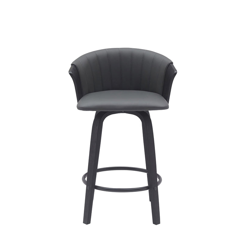Diana 26" Swivel Black Wood Counter Stool in Gray Faux Leather - Furniture City (CA)l