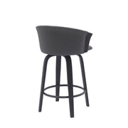 Diana 26" Swivel Black Wood Counter Stool in Gray Faux Leather - Furniture City (CA)l