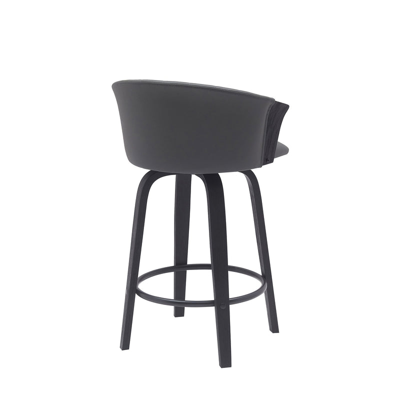 Diana 26" Swivel Black Wood Counter Stool in Gray Faux Leather - Furniture City (CA)l