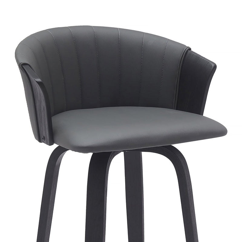 Diana 26" Swivel Black Wood Counter Stool in Gray Faux Leather - Furniture City (CA)l