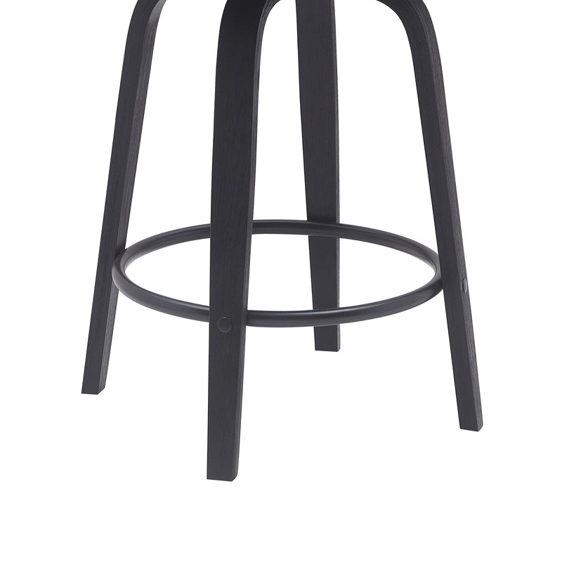 Diana 26" Swivel Black Wood Counter Stool in Gray Faux Leather - Furniture City (CA)l