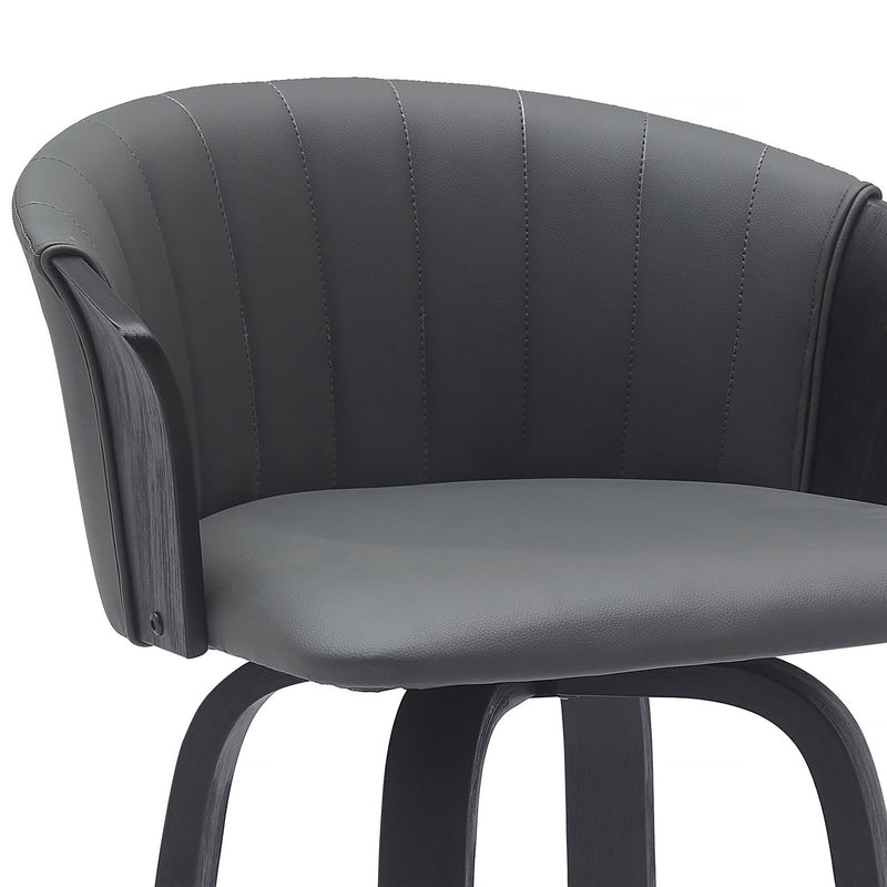 Diana 26" Swivel Black Wood Counter Stool in Gray Faux Leather - Furniture City (CA)l