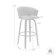 Diana 26" Swivel Black Wood Counter Stool in Gray Faux Leather - Furniture City (CA)l