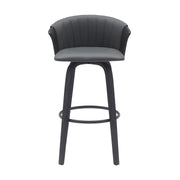 Diana 30" Swivel Black Wood Bar Stool in Gray Faux Leather - Furniture City (CA)l