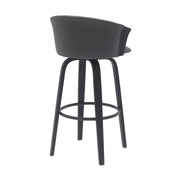 Diana 30" Swivel Black Wood Bar Stool in Gray Faux Leather - Furniture City (CA)l