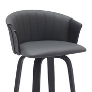 Diana 30" Swivel Black Wood Bar Stool in Gray Faux Leather - Furniture City (CA)l