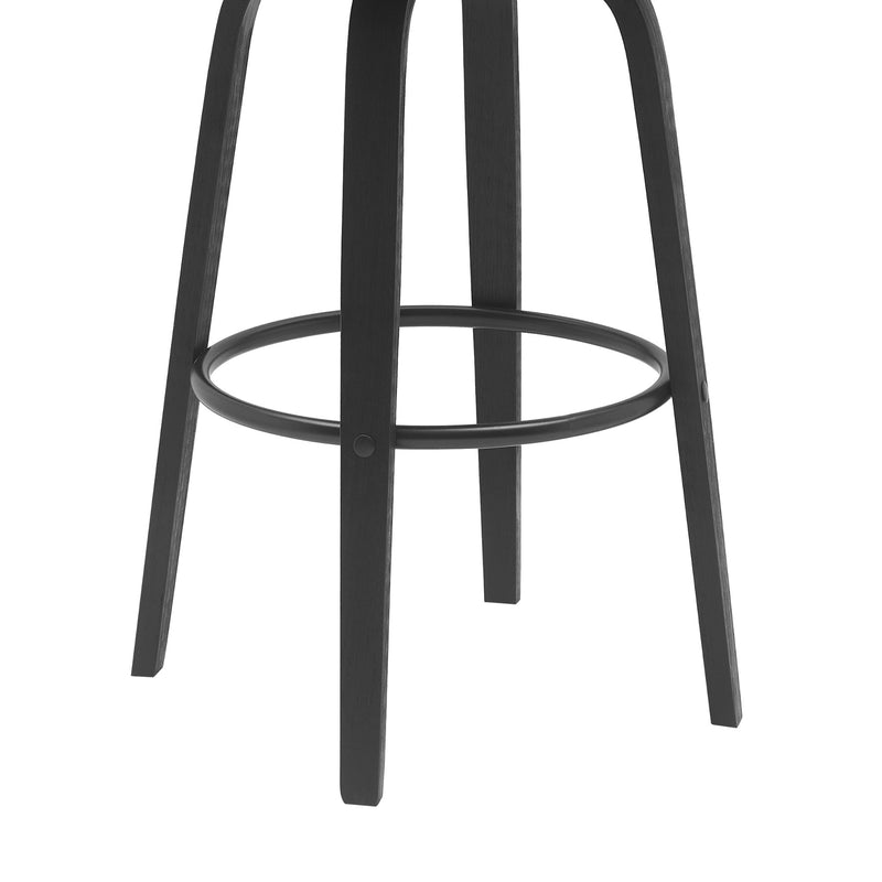 Diana 30" Swivel Black Wood Bar Stool in Gray Faux Leather - Furniture City (CA)l