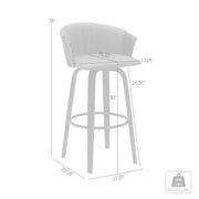 Diana 30" Swivel Black Wood Bar Stool in Gray Faux Leather - Furniture City (CA)l