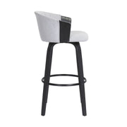 Diana 26" Swivel Black Wood Counter Stool in Light Gray Fabric - Furniture City (CA)l