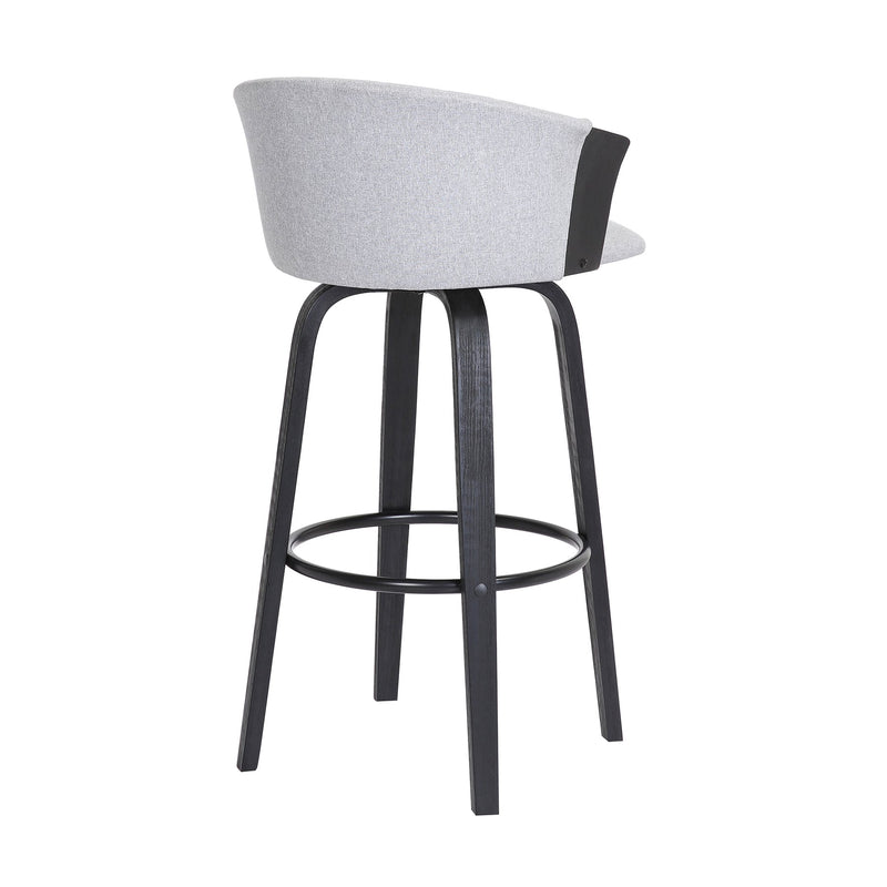 Diana 26" Swivel Black Wood Counter Stool in Light Gray Fabric - Furniture City (CA)l