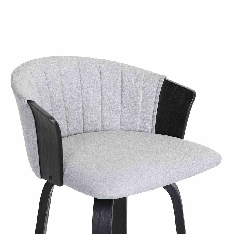 Diana 26" Swivel Black Wood Counter Stool in Light Gray Fabric - Furniture City (CA)l