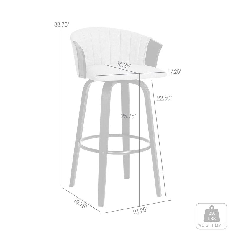 Diana 26" Swivel Black Wood Counter Stool in Light Gray Fabric - Furniture City (CA)l