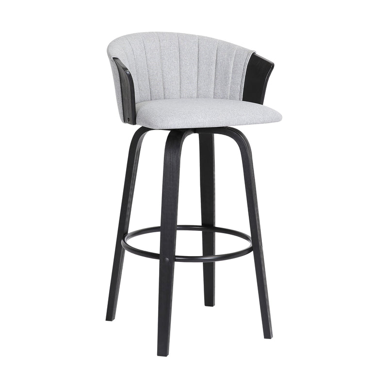 Diana 30" Swivel Black Wood Bar Stool in Light Gray Fabric - Furniture City (CA)l