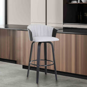 Diana 30" Swivel Black Wood Bar Stool in Light Gray Fabric - Furniture City (CA)l
