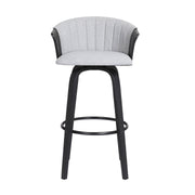 Diana 30" Swivel Black Wood Bar Stool in Light Gray Fabric - Furniture City (CA)l