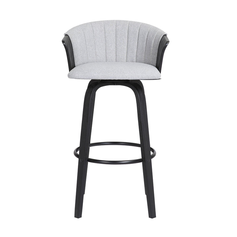 Diana 30" Swivel Black Wood Bar Stool in Light Gray Fabric - Furniture City (CA)l
