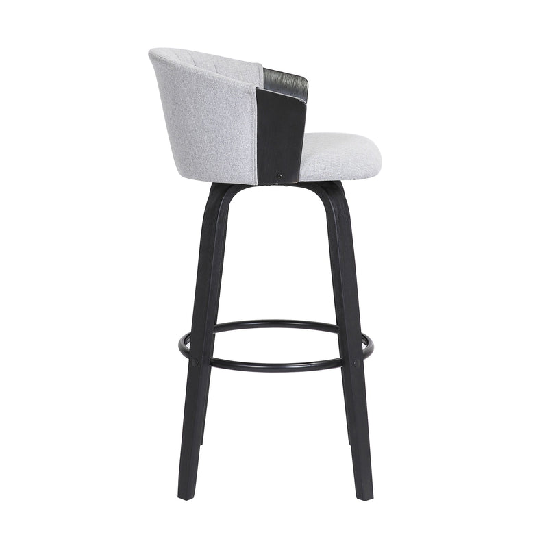 Diana 30" Swivel Black Wood Bar Stool in Light Gray Fabric - Furniture City (CA)l