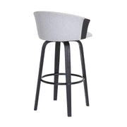 Diana 30" Swivel Black Wood Bar Stool in Light Gray Fabric - Furniture City (CA)l