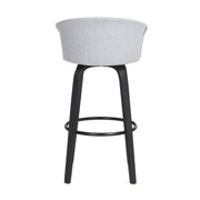 Diana 30" Swivel Black Wood Bar Stool in Light Gray Fabric - Furniture City (CA)l