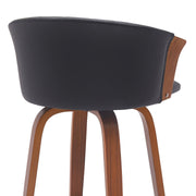 Diana 26" Swivel Walnut Wood Counter Stool in Black Faux Leather - Furniture City (CA)l