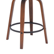 Diana 26" Swivel Walnut Wood Counter Stool in Black Faux Leather - Furniture City (CA)l