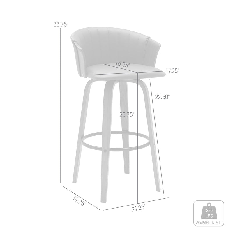 Diana 26" Swivel Walnut Wood Counter Stool in Black Faux Leather - Furniture City (CA)l