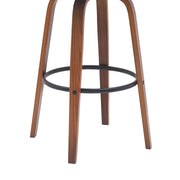 Diana 30" Swivel Walnut Wood Bar Stool in Black Faux Leather - Furniture City (CA)l