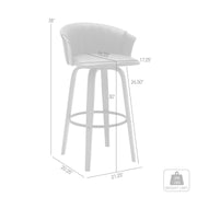 Diana 30" Swivel Walnut Wood Bar Stool in Black Faux Leather - Furniture City (CA)l