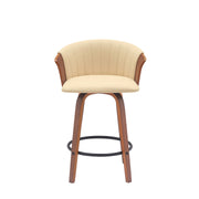 Diana 26" Swivel Walnut Wood Counter Stool in Cream Faux Leather - Furniture City (CA)l