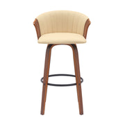 Diana 30" Swivel Walnut Wood Bar Stool in Cream Faux Leather - Furniture City (CA)l