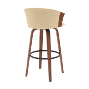 Diana 30" Swivel Walnut Wood Bar Stool in Cream Faux Leather - Furniture City (CA)l